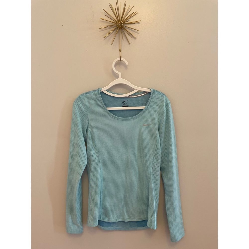Nike Light Blue Dri-fit Long Sleeve Athletic Top